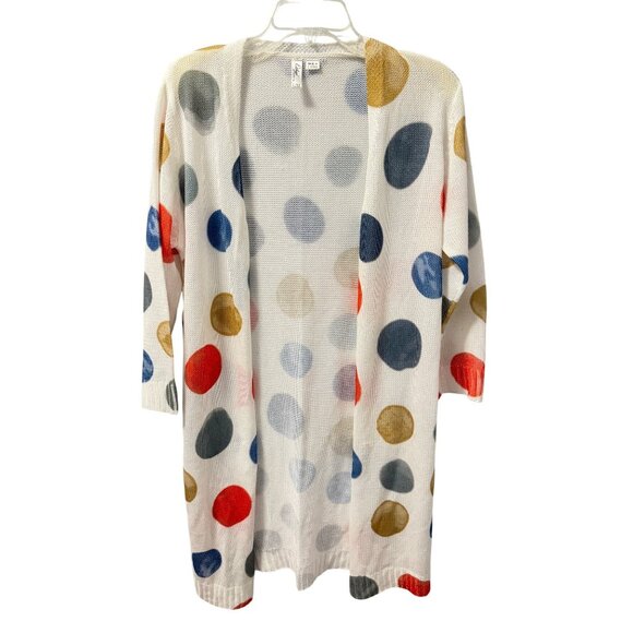 Ethyl Colorful Polka Dot Open Front Lightweight Cardigan Sz L/XL - Picture 1 of 12